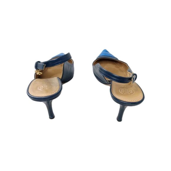 Tory Burch Penelope CapToe Slingback Pump Women's Shoes Size 9 Black Blue - Picture 6 of 12